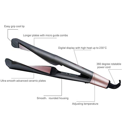 Hair Straightener Curling Iron,HI NINGER 2 in 1 Tourmaline Twisted Curling Flat Iron with LCD Digital Display, Auto Hair Styling Tools for All Types Hair,Rotation Adjustable Temperature 210℉-450℉