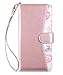 ULAK Galaxy S8 Case, Galaxy S8 Wallet Case, PU Leather Wallet Case with Kickstand Card Holder ID Slot and Hand Strap Protective Cover for Samsung Galaxy S8, Rose Gold (Will not Fit S8 Plus)