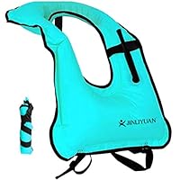 Inflatable Snorkel Vest Float Adult Man Woman Snorkeling Diving Swimming Pool Paddle Aid Kayak Sailing Canoeing Fishing Safety Survival Jacket (Blue)