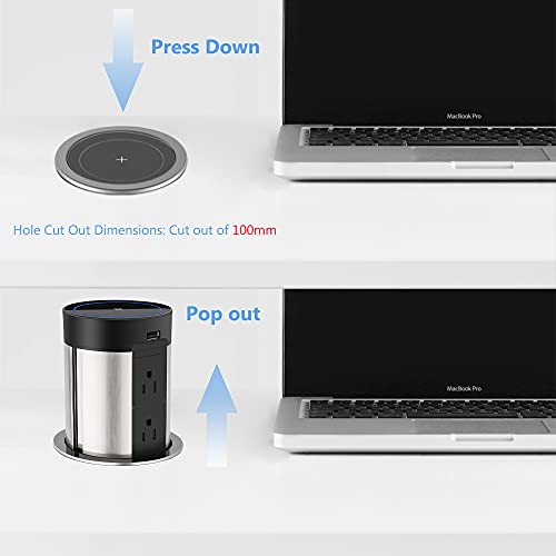 Automatic Pop up Power Outlet with Wireless Charger,Countertop Outlet