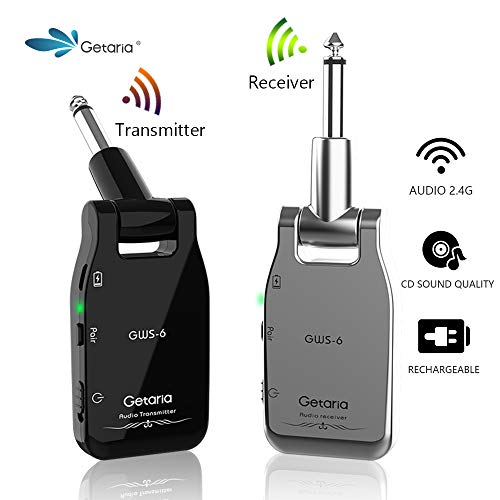 Getaria Wireless Guitar System Audio Transmitter and Receiver for Electric Guitar Bass GWS-6 (Silver/Black) - Thumbnail 7