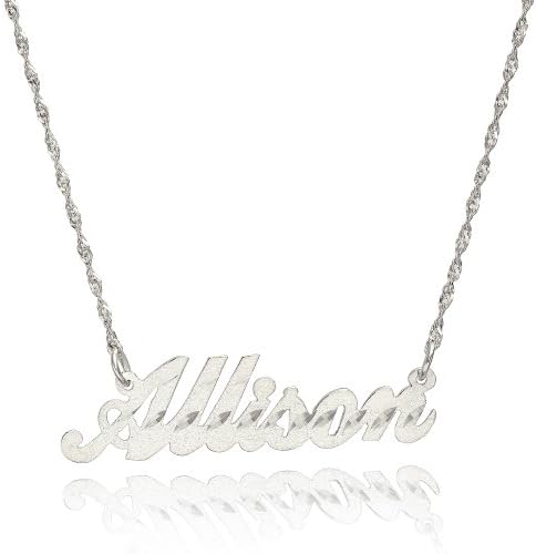 14K White Gold Personalized Stardust Finish Name Necklace - Custom Made Any Name