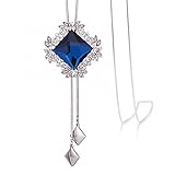Merdia Long Chain Necklace for Women Rhombus Pendant with Sparkly Glass-20",42G