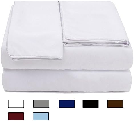 Brushed Microfiber 4 Piece Bed Sheet Set With 16-inch Deep Pocket,Hypoallergenic Sheet &amp; Pillow Case Set (Twin,Bright White)