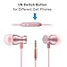 Acode In-Ear Earbuds Earphones Headphones, 3.5mm Metal Housing Magnetic Best Wired Bass Stereo Headset Built-in Mic/Hands-free/Volume Control+Carrying Case+3 Pair Earbuds (Rose Gold)