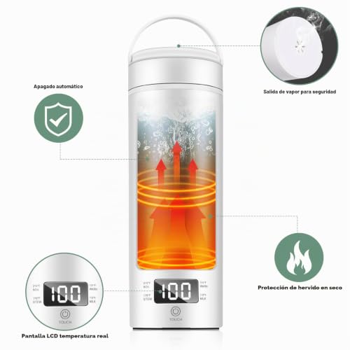 Portable Travel Electric Kettle 450ml Travel Hot Water Kettle Coffee Tea Auto Shut-off and Dry Protection with 316 Stainless Steel 4 Temperature Regulators (White)