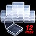SATINIOR 12 Pack Clear Plastic Beads Storage Containers Box with Hinged Lid for Beads and More (3.70 x 3.70 x 1.18 Inch)