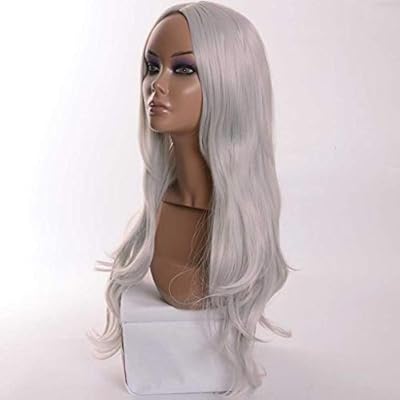 Bszzd Wig Anime Cosplay Silver White Minute Bangs Long Curly Hair