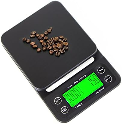 mingshang Digital Kitchen Food Coffee Scale for Cooking Baking Multifunction Weighing Electronic Timer With LCD Display Black 6.6lb/3kg (Green Backlight)