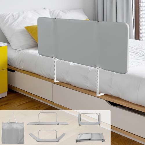Eulenke 150Cm Bettgitter Rausfallschutz Klappbar, Höhenverstellbar Bettschutzgitter Kinderbettgitter Tragbar Bettgitter Für Reisen Einfache Montage, Grau