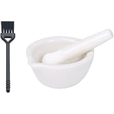 2.5inch Pills Crusher, Grinding Bowls, Ceramics Mortar and Pestle,Porcelain Spice Mill Grinder Set, Handheld Seasoning Mills Grinder with Brush