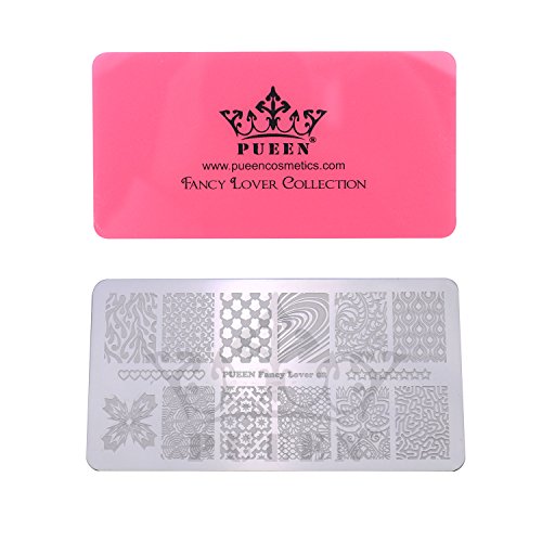 PUEEN Nail Art Stamping Plate - Fancy Lover 02 - 125x65mm Unique Nailart Polish Stamping Manicure Image Plates Accessories Kit BH000664
