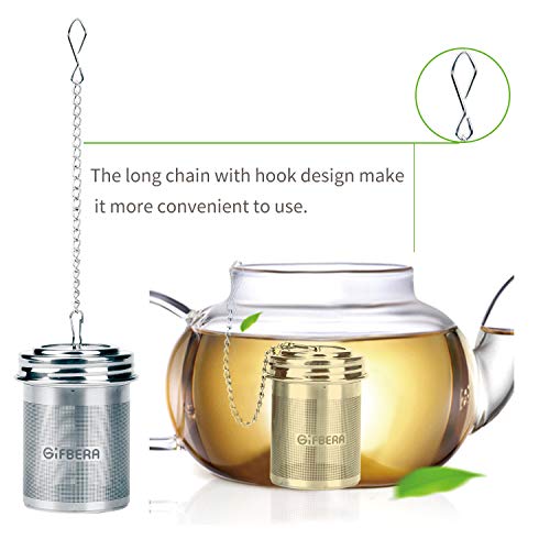 Gifbera Loose Leaf Tea Ball Infuser & Cooking Strainer 2 Pack Set, Stainless Steel Extra Fine Mesh Tea Infuser Diffuser with Chain Hook for Brewing Loose Leaf Tea, Spices & Seasonings