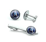 Personalized Star Trek Starfleet Command Cufflinks and Tie Clip for Trekkies Wedding Cuff Link in Giftbox