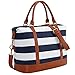 CAMTOP Women Ladies Weekender Travel Bag Canvas Overnight Carry-on Duffel Luggage Tote Bag (Big Stripe - Blue)