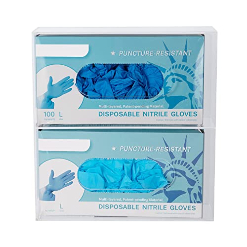 Aphbrada Acrylic Glove Box Holder Dispenser, Wall Mounted Double Gloves Rack for Medical, Latex