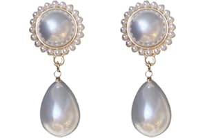 FRODETE Pearl Earrings for Women Pearl Drop Earrings Big Pearl Earrings Pearl Hoop Earrings Pearl Stud Earrings Bridal Wedding Earrings Mothers Day Gifts for Women