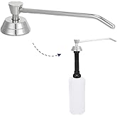 Stardrix Heavy Duty Brass Countertop Liquid Soap Dispenser, Commercial Grade Top Fill Built-in Soap Dispenser with 34 oz/ 1L Bottle for Bathroom, Kitchen, Public Restroom, Chrome Finish, 6” Spout