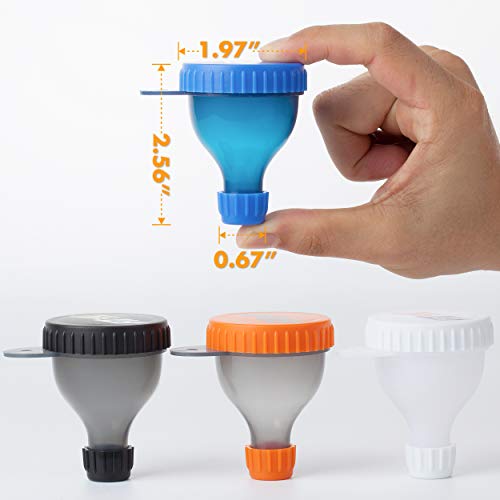 FitShot Protein Powder Funnel Supplement Funnel with Keychain 4pack, Water Bottle Funnels, BPA