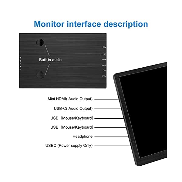 2K-Portable-Monitor-Prechen-101-Inch-QHD-2560x1600-Small-Monitor-IPS-Screen-with-HDMIUSB-CType-c-Interface-Mini-Monitor-Dual-Built-in-Speakers-Portable-Gaming-Monitor-for-PS3PS4XboxPCLaptop 2K Portable Monitor, Prechen 10.1 Inch QHD 2560x1600 Small Monitor IPS Screen with HDMI/USB-C/Type-c Interface, Mini…