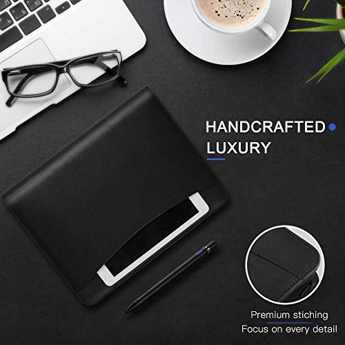 OOWOLF Padfolio Portfolio Folder, PU Leather Professional with Round Ring Binder 8.5 x 11 Inch Writing Pad Tablet Sleeve Interview Resume Document Organizer Business Card Holder Zippered Closure