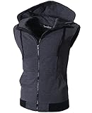 Zeger Men Zip Up Hoodies Kangaroo Pocket Hoodie Casual Hooded Vest,Dark Gray,Medium