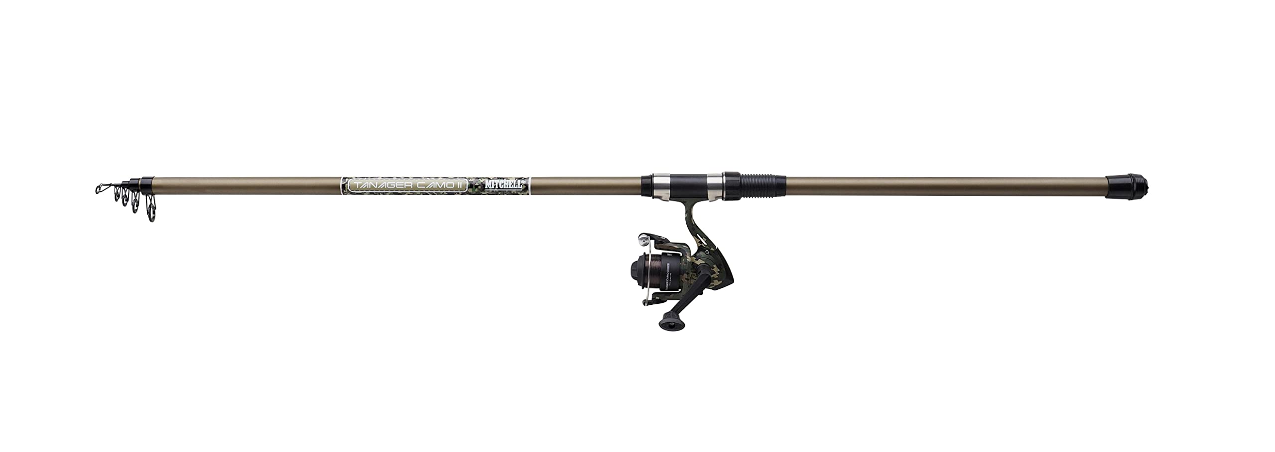 Mitchell Tanager Camo II Light/Strong Spinning Combo | Carbon Rod & Pre-Spooled Reel | Freshwater Fishing for Pike, Perch, Trout | Beginner to Intermediate Anglers | Green Camo, 3m | 15-50g