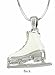 Glamour Girl Gifts Cute Small Silver Tone 3D Ice Skate Figure Skater Crystal Reversible Pendant Necklace for Girls Teens Women (Pink)