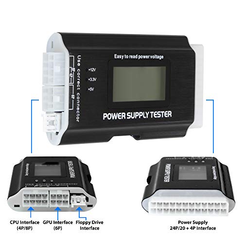 Kingwin PC Computer Power Supply Tester, Digital LCD Screen, ATX/ITX