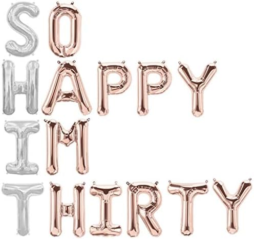 Balloons - So Happy IM Thirty Balloons Rose Gold 30th Birthday Balloon 30th Birthday Banner 30th Birthday Decorations for Her Shit Im 30