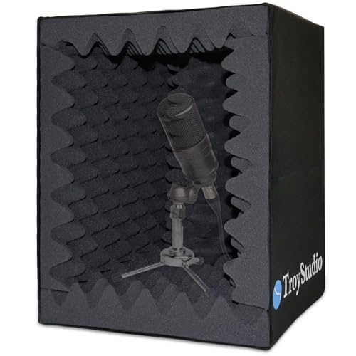 TroyStudio Tragbare Tonaufnahme, Gesangskabinen-Box – Reflektionsfilter & Mikrofon-Isolationsschild | | groß, faltbar, Standmontage, super dichter schallabsorbi