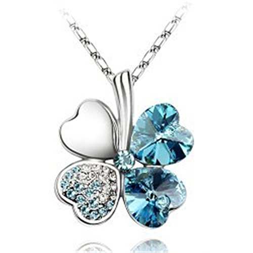 Enjoit four leaf clover pendant necklace heart crystal …