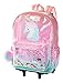 Justice Kids Rolling Backpack for Girls - Cute Unicorn Backpack with Wheels in Pink Ombre Sequin Finish and Shaky Panel - for School and Travel