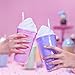 Bewaltz Ice Cream Double Wall To Go Cold Cup Tumbler with Straw BPA Free16 oz, Vacuum Insulated Travel Mug, Gifts, Bridal Shower, Themed Party, party favors, Christmas Stocking Stuffer (Pink)