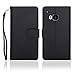 Navor HTC M9 Folio Wallet Leather Case for Cards & Money Pockets, ID Window (Black)