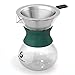 Coffee Gator Pour Over Coffee Maker - 10.5 oz Paperless, Portable, Drip Coffee Brewer Pour Over Set w/Glass Carafe & Stainless-Steel Mesh Filter, 300ml Green