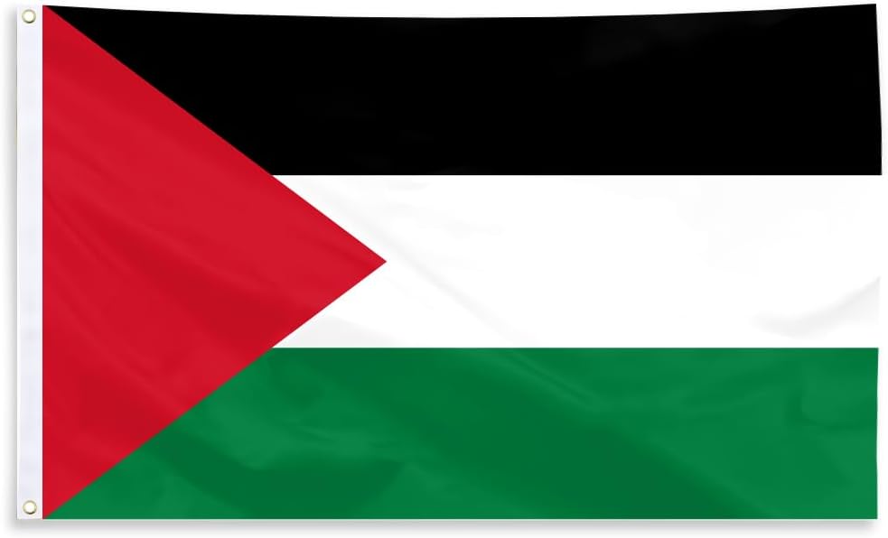 Flags - Palestine Flag 3x5 FT Large Palestinian National Banner with Two Brass Grommets and Vivid Color for Outdoor Indoor Garden House Yard Bedroom Decorations