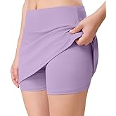 TRENDMALLS Skirt with Shorts for Women's Girl's Solid High Waist Flared Skater Short Mini Skirt for women