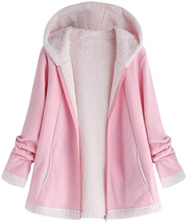 Byyong Women's Fashion Winter Pocket Zipper Long Sleeve Loose Plush Hoodie Coat