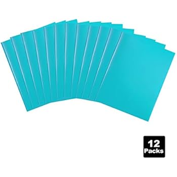 COMIX 2 Pocket Letter Size Poly File Portfolio Folder with Three-Prong Fastners - 12 Pack (Light Blue) A2139-LB