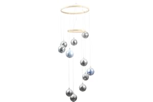 Bochino Disco Ball Spiral Spinner Ball, 32" Mobile Mirror Disco Ball with Bamboo Circle for Indoor Outdoor Home Decoration, Garden Patio Yard, Festival Wedding Birthday Party