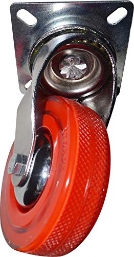 Headbourne 8266E Designeer Swivel Plate Casters with 132 Lb. Load Capacity,  3", Rhubarb Red, 4-Pack - Thumbnail 3