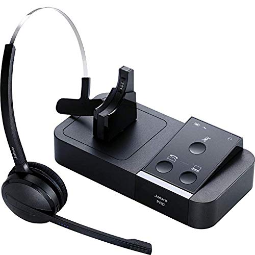 Jabra Pro 9450 Monaural Noise Cancelling Cordless Wireless Headset for use with Desk Phones incl Mitel, Avaya, Snom, Polycom, Panasonic & Cisco Desk and PC Computer Soft Phones (Renewed)