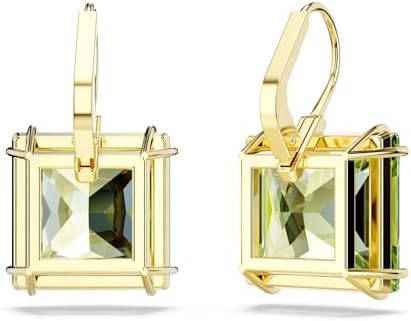 Pendientes Millenia, Talla cuadrada, Verdes, Baño tono oro