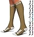 SB SOX Compression Socks for Men & Women (20-30 mmHg) - Best Support Stockings for Travel, Medical, and Sports - Perfect for Everyday Wear (Small, Nude/White)