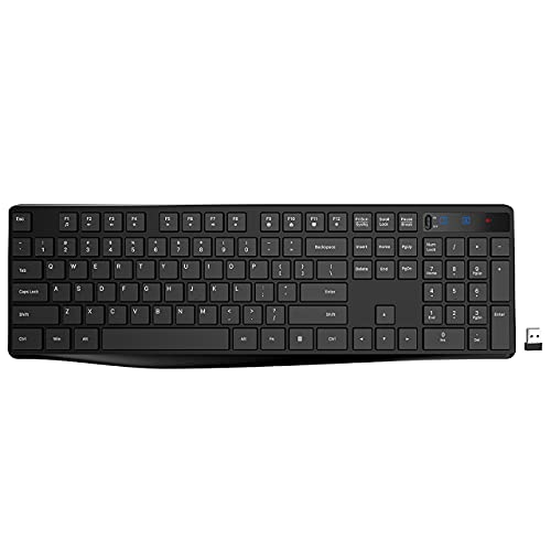 Wireless Keyboard, 2.4G Ergonomic Wireless Computer Keyboard, Enlarged Indicator Light, Full