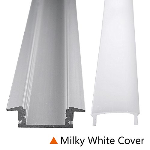 uxcell LED Aluminum Channel System - 1M/3.28 FT white aluminum channel with Milky White Cover for LED Strip Light Installations - 10 Packs (CN508, 1mx24.7mmx7mm)