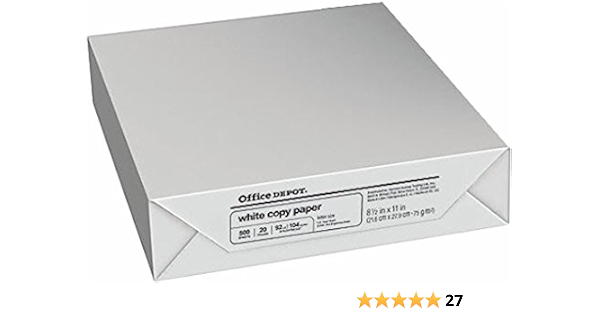 Office Depot Copia Fax Laser Impresora de inyección de tinta papel, tamaño  de 8 1/2 inch x 11 inch Carta, 20 lb., 92 US/105 Euro Bright White, última  intervensión de ácido, resma, 500 hojas Total (273646/Ream) : Productos de  Oficina - Amazon.com