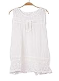 KOINECO Women's Sexy Back Cut Out White Lace Tops