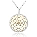 Sterling Silver and 18K Gold Bali Inspired Filigree Round Circle Floral Pendant Necklace, Best Jewelry for Women, 16/18